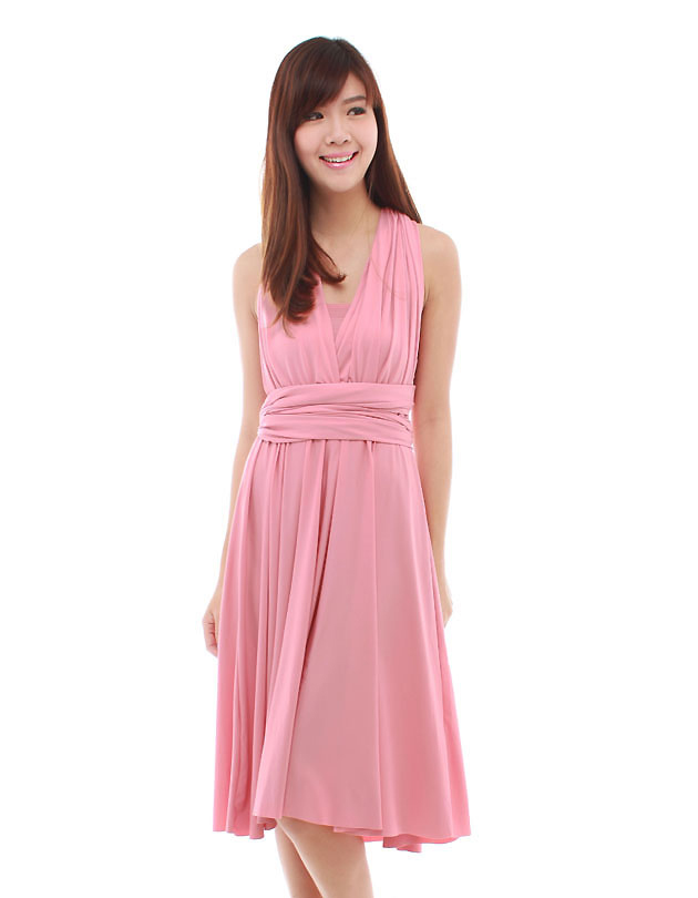 Cherie Convertible Classic Dress in Dusty Pink